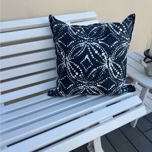 Navy and White Patterned Throw Pillow